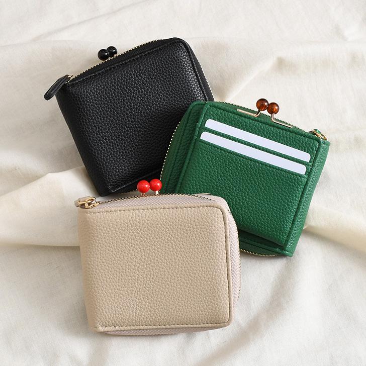 財布 レディース 二つ折り がま口 小さめ 使いやすい ラウンド