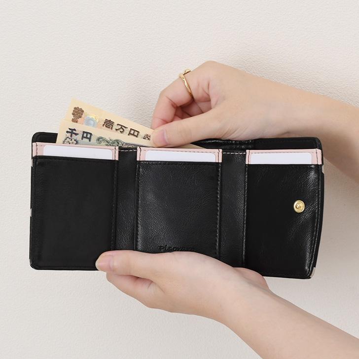 三つ折り財布 レディース コンパクト ミニ ブランド 小さめ ウォレット ドット柄 チャーム付き バイカラー かわいい おしゃれ お札入れ | ブランド登録なし | 04