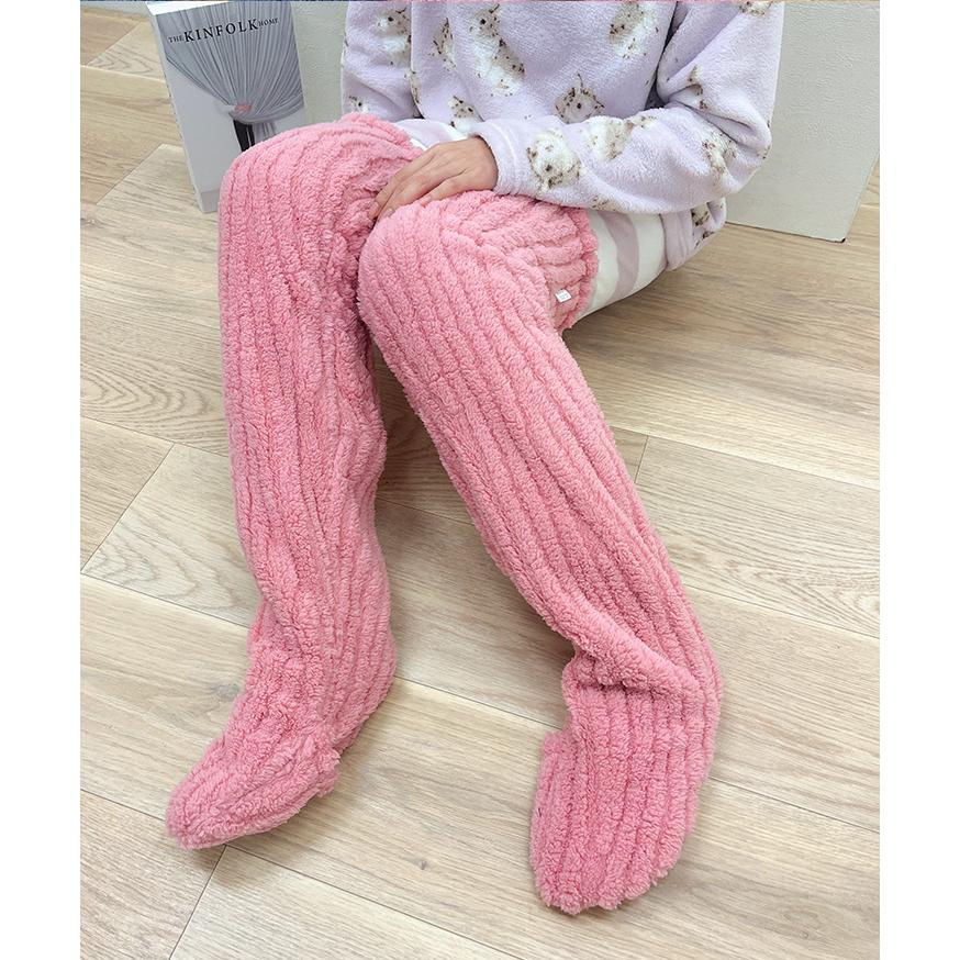 ルームソックス 靴下 冬 もこもこ 暖かい ニーハイ ロング 大きい
