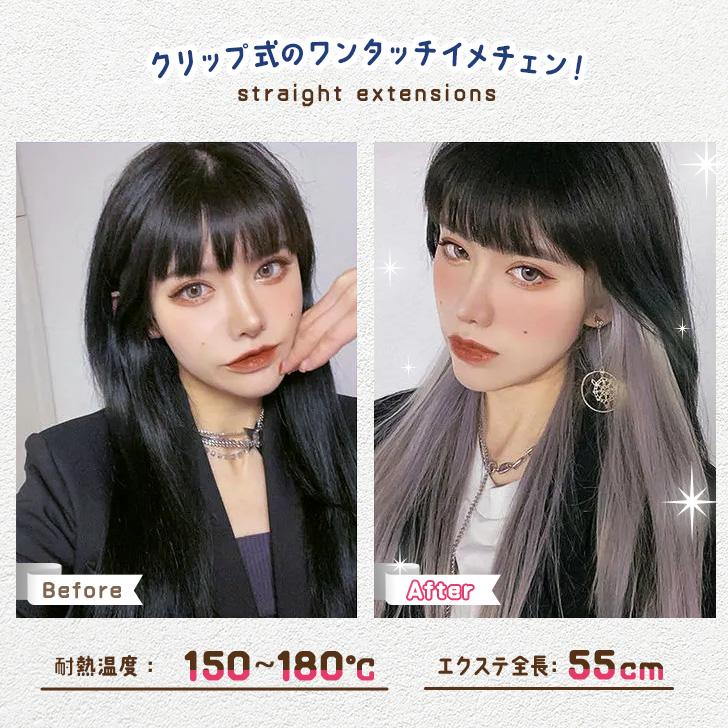 エクステ ウィッグ ロング ワンタッチ メッシュ カラー ヘア つけ毛