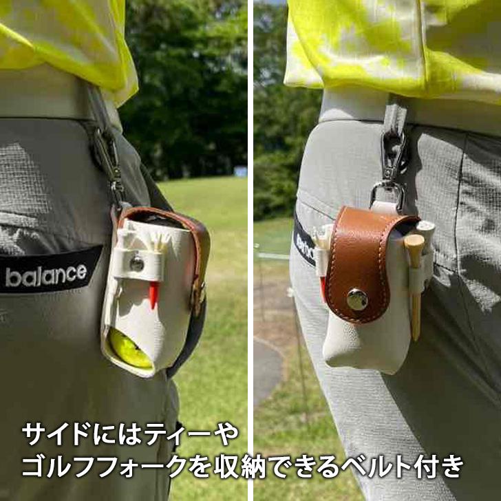 ゴルフボールケース 2個入れ PUレザー ゴルフ ボールホルダー 丈夫 縦