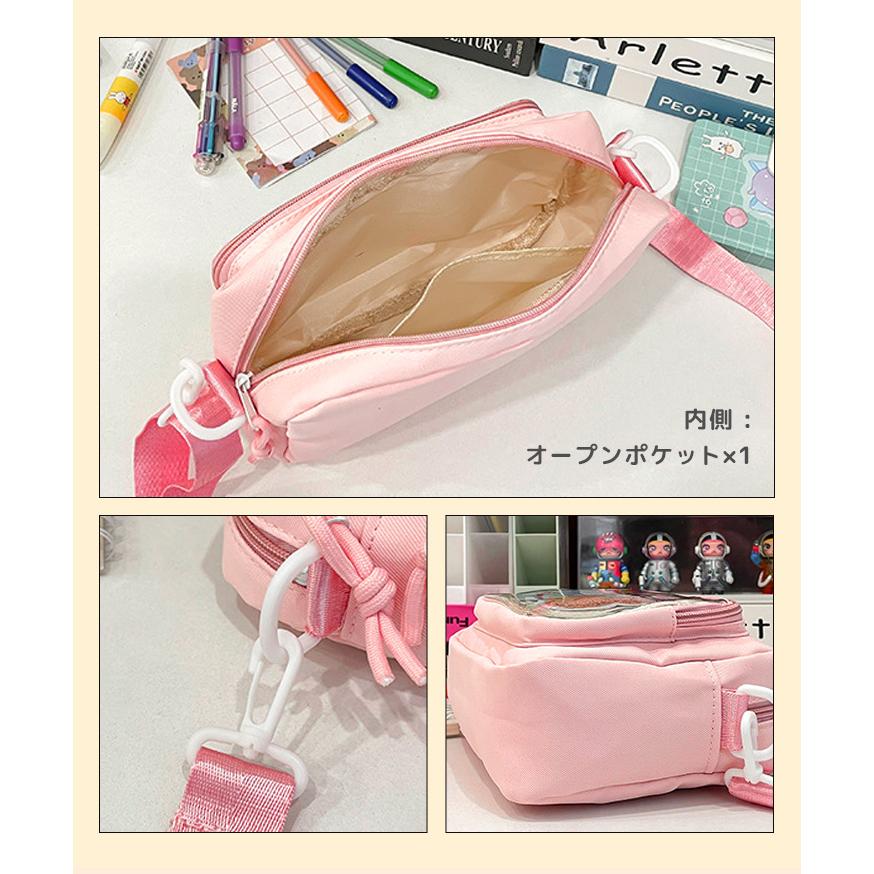 痛バッグ ショルダーバッグ レディース メッシュボード付き 缶バッジ