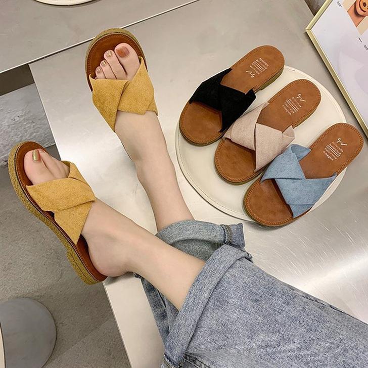 サンダル レディース フラット ぺたんこ スリッパ つっかけ オフィス 中履き おしゃれ クロス かわいい 韓国 楽ちん 黒 玄関 靴 ポイント消化 Czysk Joknet Yahoo 店 通販 Yahoo ショッピング