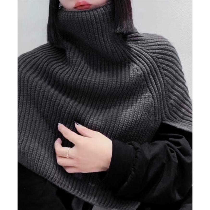 Maison Margiela ニット ベスト 黒 ネックウォーマー スヌード REAL STYLE スヌード マフラー レディース 付け襟 タートル ハイネック