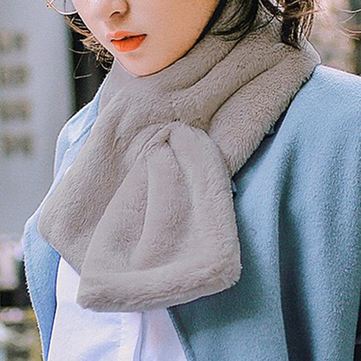 ティペット マフラー レディース 冬 フェイクファー 無地 防寒