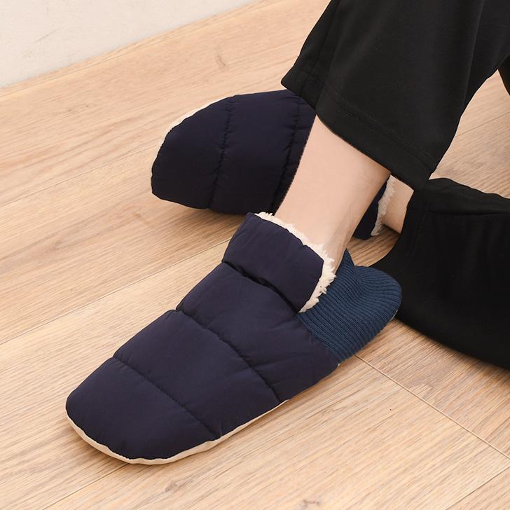 ルームシューズ かかと付き 冬 暖かい メンズ バブーシュ スリッパ