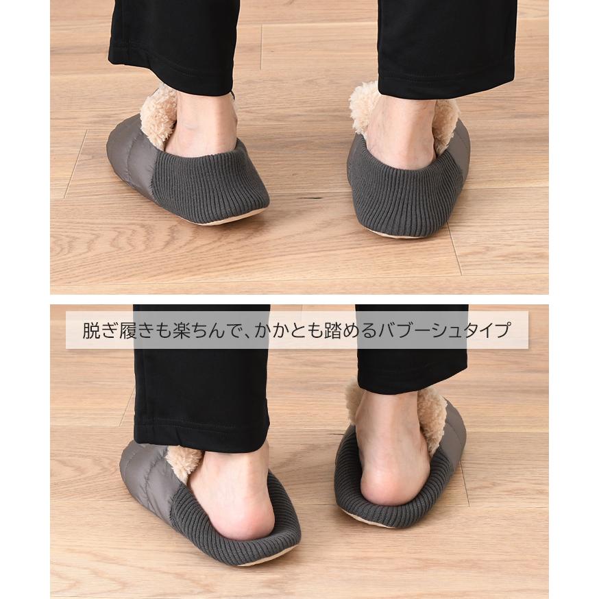 ルームシューズ かかと付き 冬 暖かい メンズ バブーシュ スリッパ