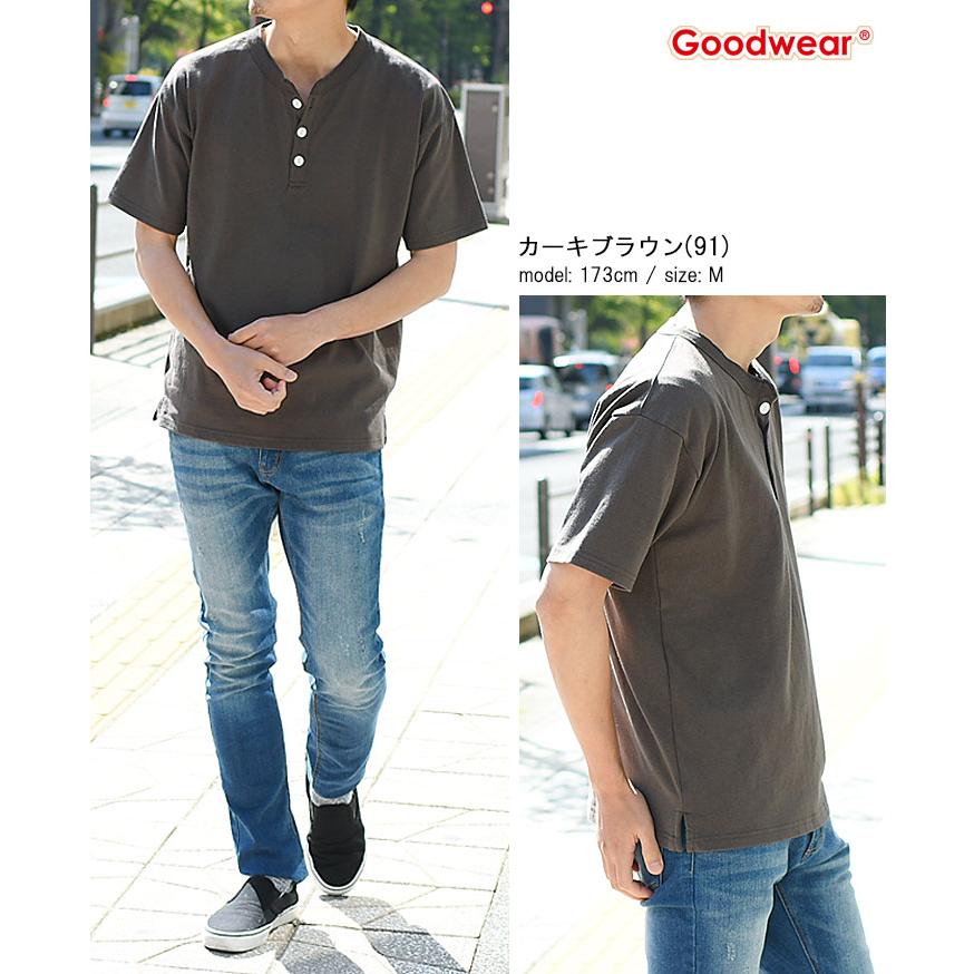 Goodwear（グッドウェア） 綿100％ Tシャツ 半袖 ヘンリーネック