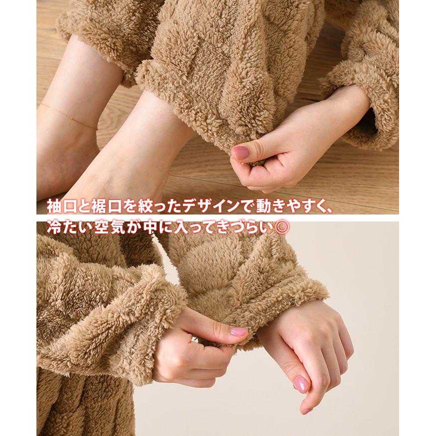 ルームウェア レディース 上下セット 冬 長袖 ボア フリース 起毛
