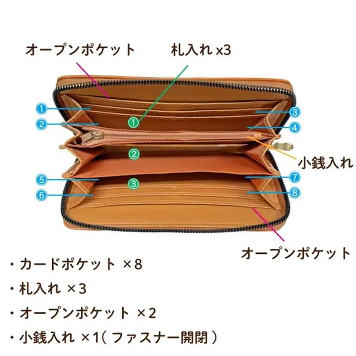 長財布 レディース 大容量 軽量 財布 ロングウォレット ネコ ねこ