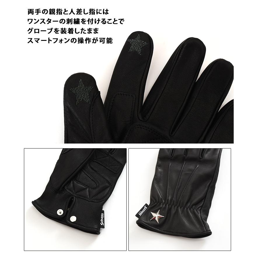 【新品】Schott ショット　レザーグローブ　ワンスター　黒色　BK Schott N.Y.C（ショット） Schott レザーグローブ メンズ 革手袋