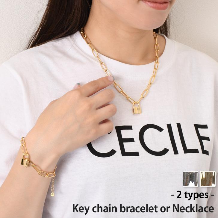 遺品整理 アクセサリー ゴールド チェーンネックレス ブレスレット45g ネックレス ブレスレット レディース チェーン ロックキー 南京錠