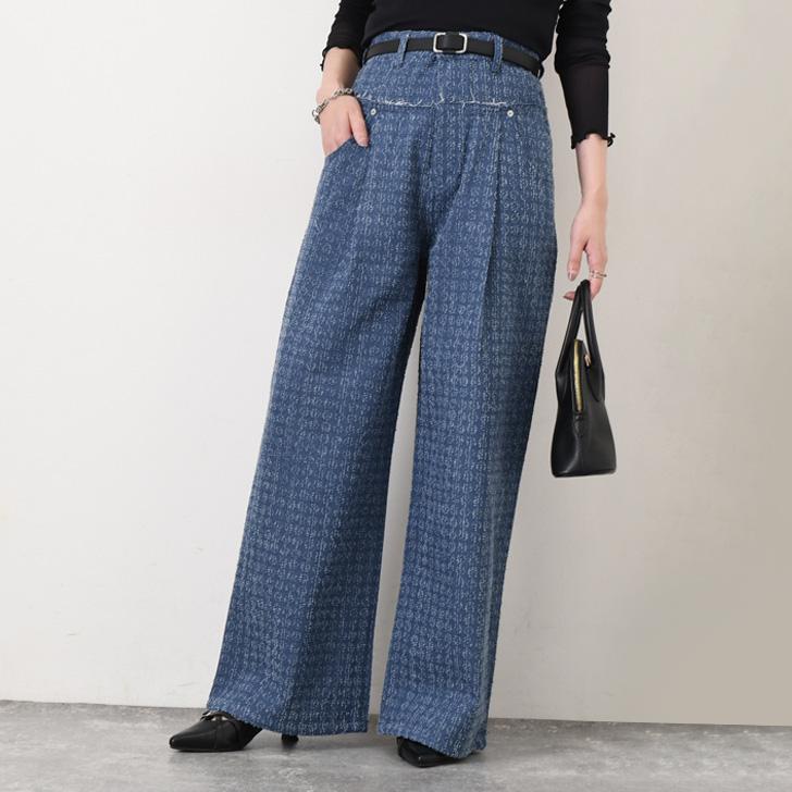 デニムパンツ レディース 春 夏 秋 冬 ワイド ストレート ダメージ ゆったり ハイウエスト 薄手 ボトムス ジーンズ ジーパン 高身長 | ブランド登録なし | 04