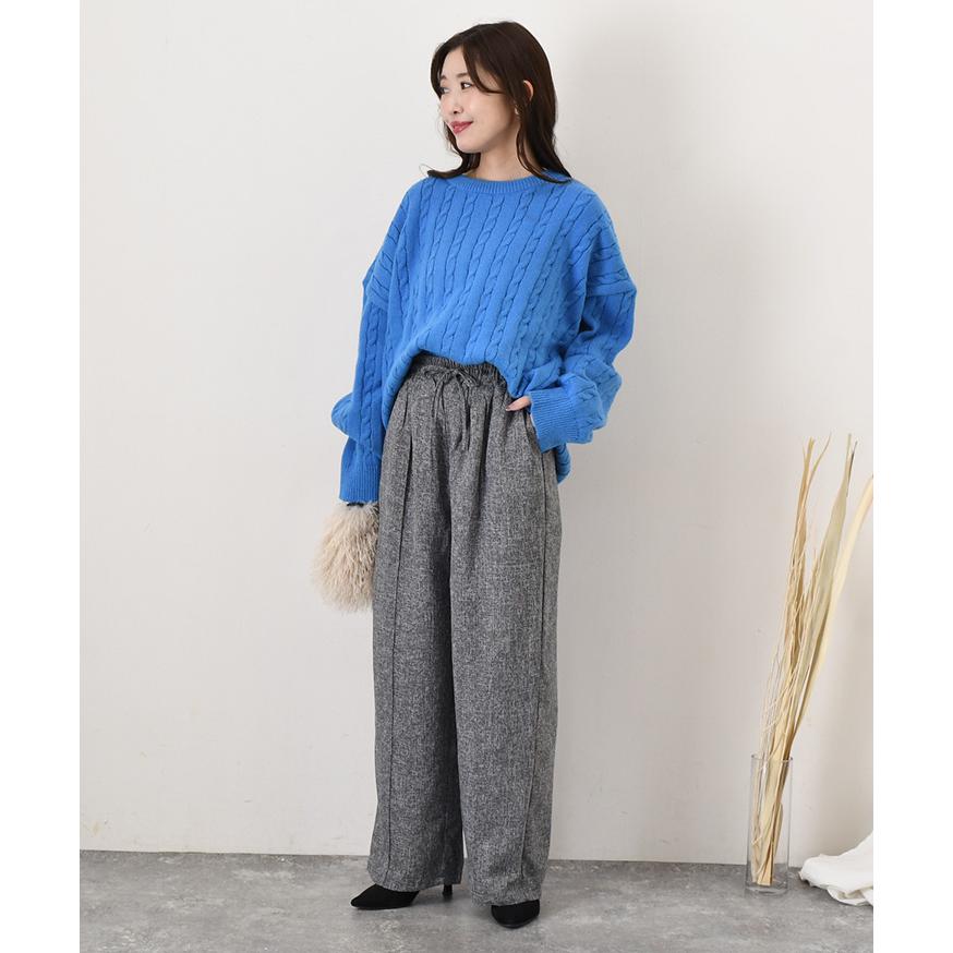 ワイドパンツ レディース 春 夏 秋 冬 きれいめ ツイード 薄手