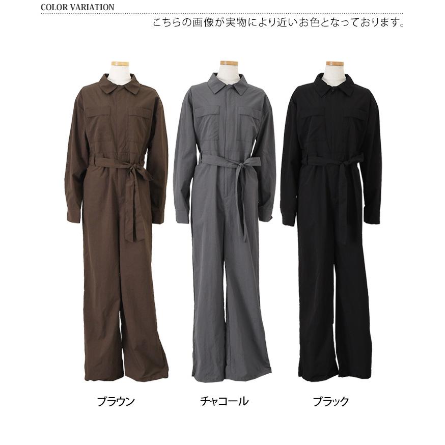 オールインワン レディース 長袖 春 秋 撥水 つなぎ ジャンプスーツ ミリタリー ワイドパンツ ジョガーパンツ ナイロン ゆったり 高身長 | ブランド登録なし | 01
