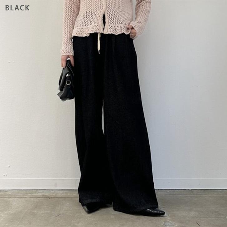 デニムパンツ レディース ワイド ウエストゴム 紐 ボトムス ジーンズ ジーパン ズボン 春 ゆったり ハイウエスト ポケット セットアップ | ブランド登録なし | 06