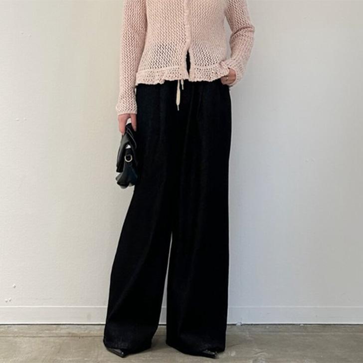 デニムパンツ レディース ワイド ウエストゴム 紐 ボトムス ジーンズ ジーパン ズボン 春 ゆったり ハイウエスト ポケット セットアップ | ブランド登録なし | 07