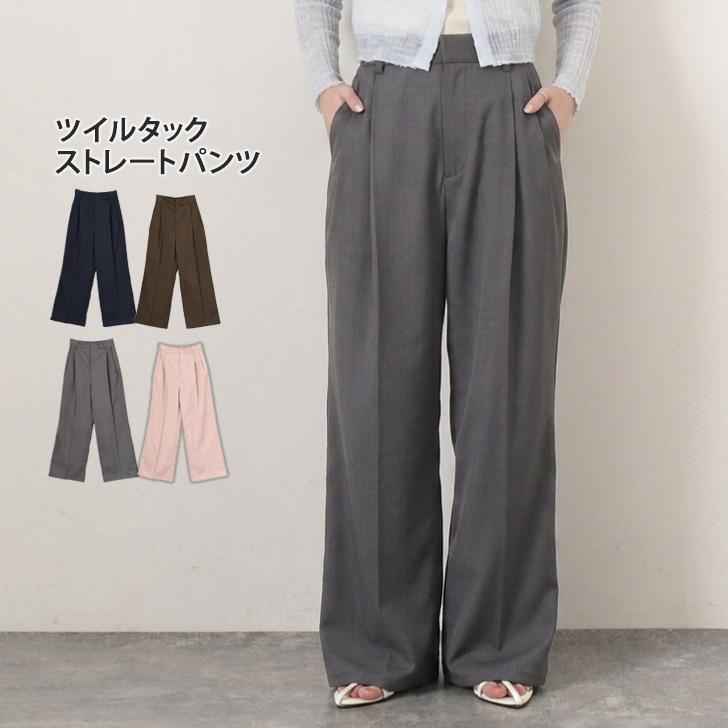ストレートパンツ レディース スラックス ウエストゴム ボトムス ズボン きれいめ オフィス 仕事 春 夏 秋 冬 ポケット センタープレス | ブランド登録なし