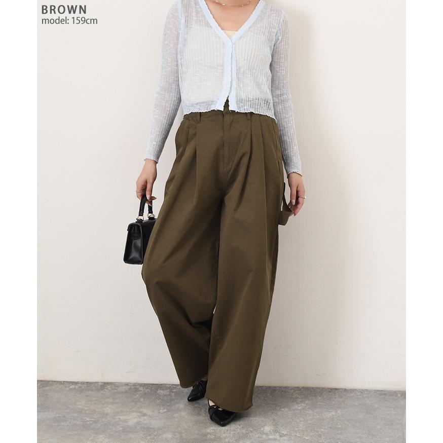 ペインターパンツ ワイドパンツ レディース 春 夏 秋 薄手 大きいサイズ 高身長 バレルレッグ カーブパンツ ツイル フリンジ ボトムス | ブランド登録なし | 02