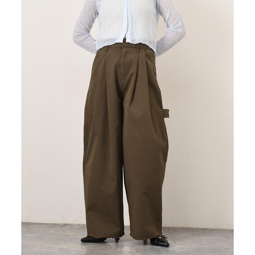 ペインターパンツ ワイドパンツ レディース 春 夏 秋 薄手 大きいサイズ 高身長 バレルレッグ カーブパンツ ツイル フリンジ ボトムス | ブランド登録なし | 04