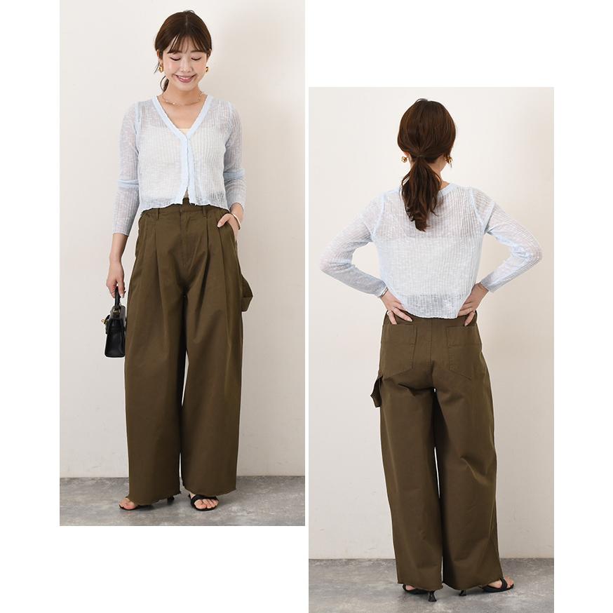 ペインターパンツ ワイドパンツ レディース 春 夏 秋 薄手 大きいサイズ 高身長 バレルレッグ カーブパンツ ツイル フリンジ ボトムス | ブランド登録なし | 06