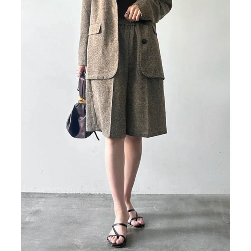 ハーフパンツ ワイドパンツ レディース 春 夏 秋 きれいめ ツイード 薄手 ウエストゴム ハイウエスト ボトムス おしゃれ カジュアル | ブランド登録なし | 11