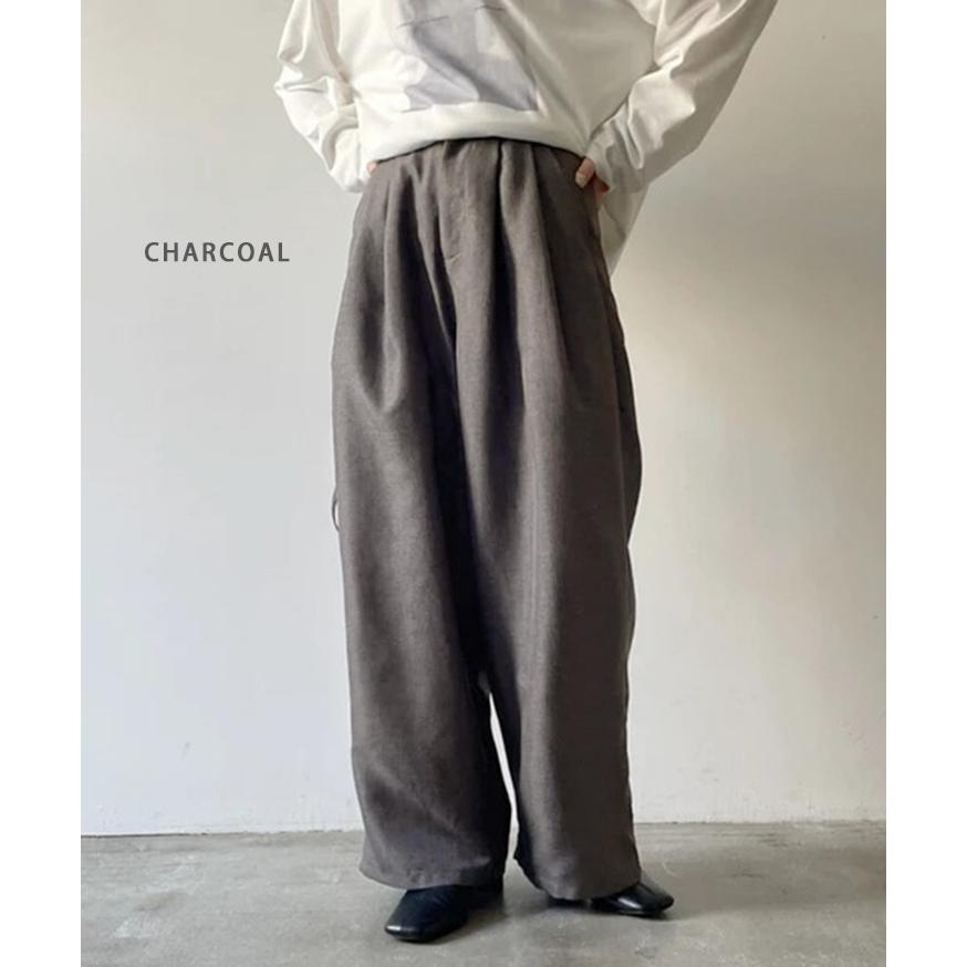 ワイドパンツ レディース 春 夏 秋 リネン風 きれいめ 薄手 ウエストゴム ハイウエスト ボトムス ズボン おしゃれ カジュアル ポケット | ブランド登録なし | 06