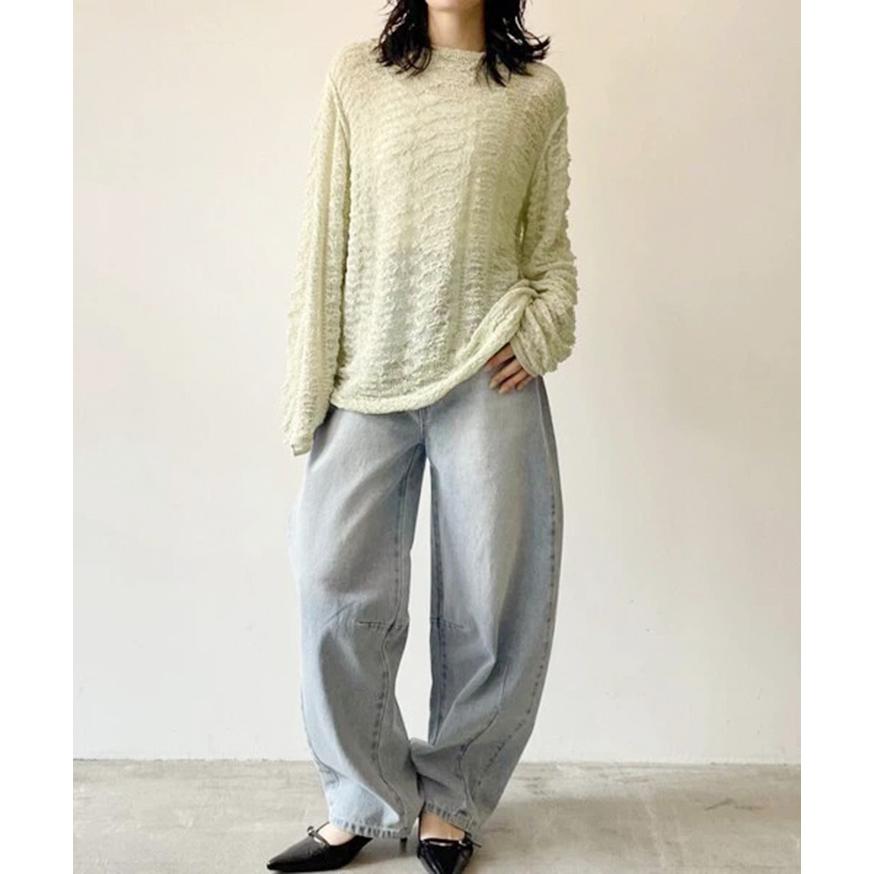 メッシュニット シアートップス レディース トップス 秋 長袖 薄手 涼しい 透け感 ゆったり 大きめ 大きいサイズ カジュアル 肌見せ対策 | ブランド登録なし | 03