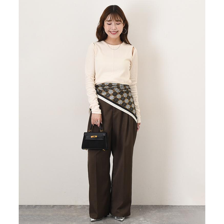 カットソー リブ カットアウト ニットソー Tシャツ レディース トップス 長袖 春 秋冬 薄手 タイト おしゃれ ロングスリーブ 韓国 肩開き | ブランド登録なし | 03