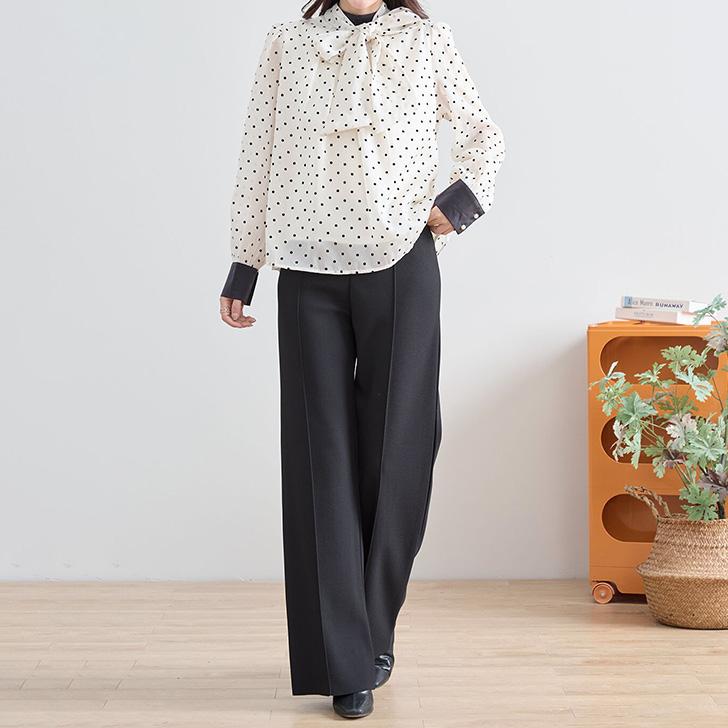 【モモNOもも】タオ tao リボン ドット ブラウス ホワイト モモNOもも様専用】タオ tao リボン ドット ブラウス ホワイト