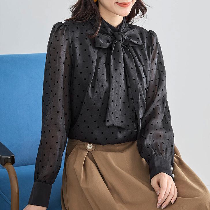 【モモNOもも】タオ tao リボン ドット ブラウス ホワイト モモNOもも様専用】タオ tao リボン ドット ブラウス ホワイト