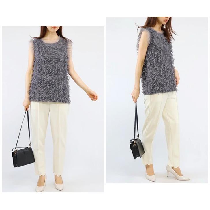 ベスト レディース 夏 秋 ノースリーブ チュール フリンジ フリル