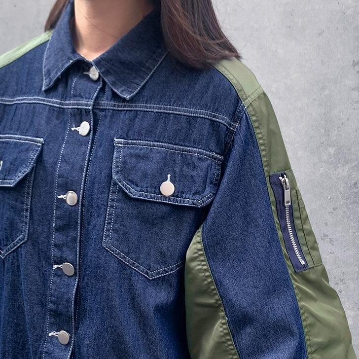 ジャケット レディース 春 秋 アウター デニム Gジャン 長袖 バルーン