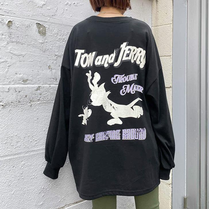 Tシャツ レディース 長袖 薄手 トムとジェリー キャラクター グッズ