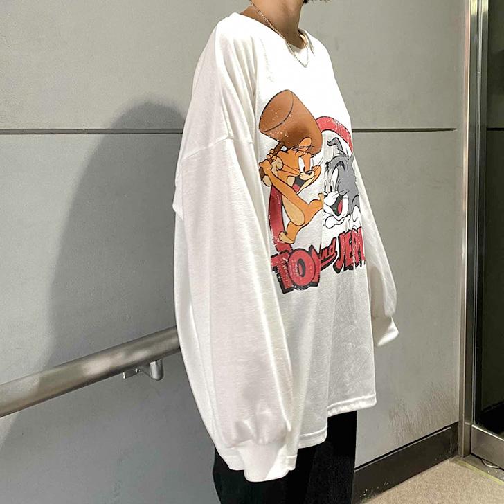 Tシャツ レディース 長袖 薄手 トムとジェリー キャラクター グッズ