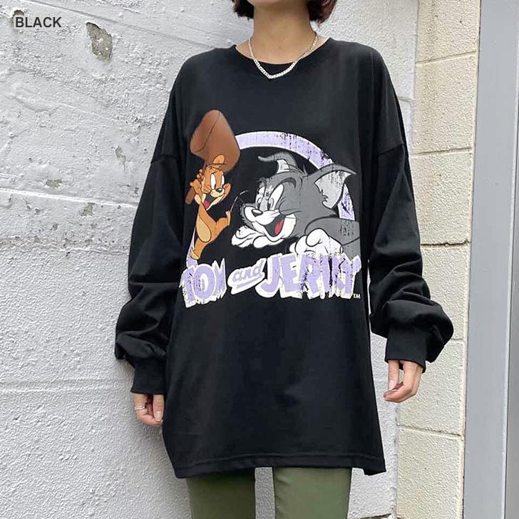Tシャツ レディース 長袖 薄手 トムとジェリー キャラクター グッズ