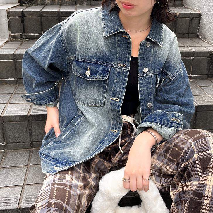 デニムジャケット レディース 長め 春 秋 カジュアル アウター 羽織り