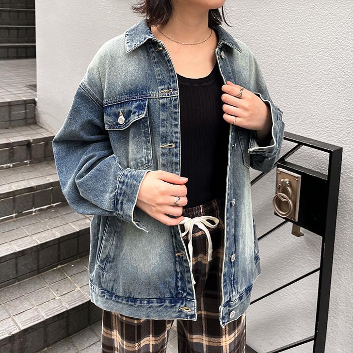 デニムジャケット レディース 長め 春 秋 カジュアル アウター 羽織り