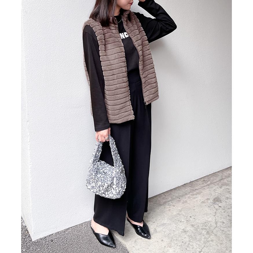 ベスト レディース 秋冬 フェイクファー トップス アウター 前開き