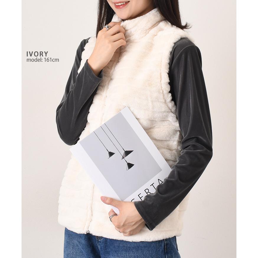 On パファーベスト　レディースXSサイズ ファーベスト レディース 通販 ファー ベスト ロング フェイクファー