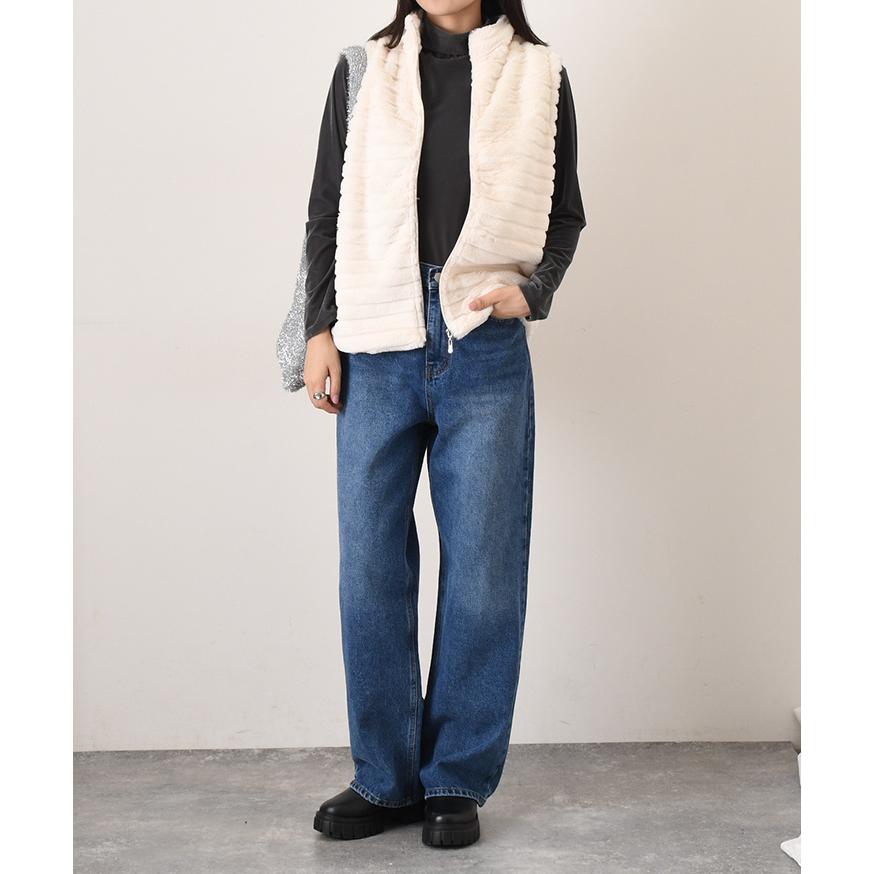 ベスト レディース 秋冬 フェイクファー トップス アウター 前開き