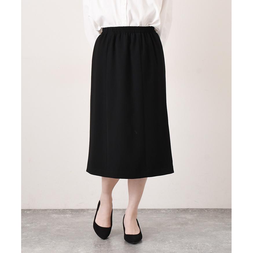 DECEMBERMAYブラックスカート ウエストゴム　アンダーパンツ付き フォーマルスカート レディース 黒 ブラック ウエストゴム ボトムス