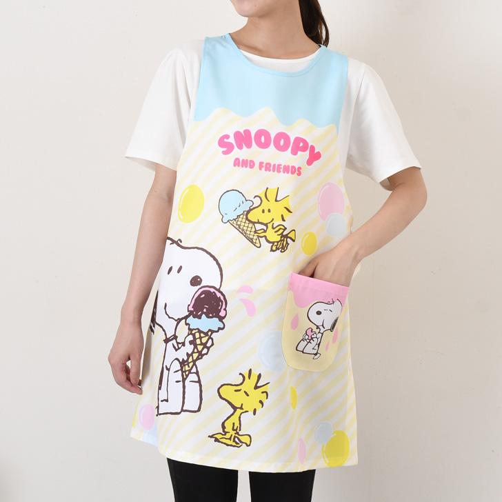 エプロン おしゃれ 保育士 タバード ショート かぶるだけ スヌーピー