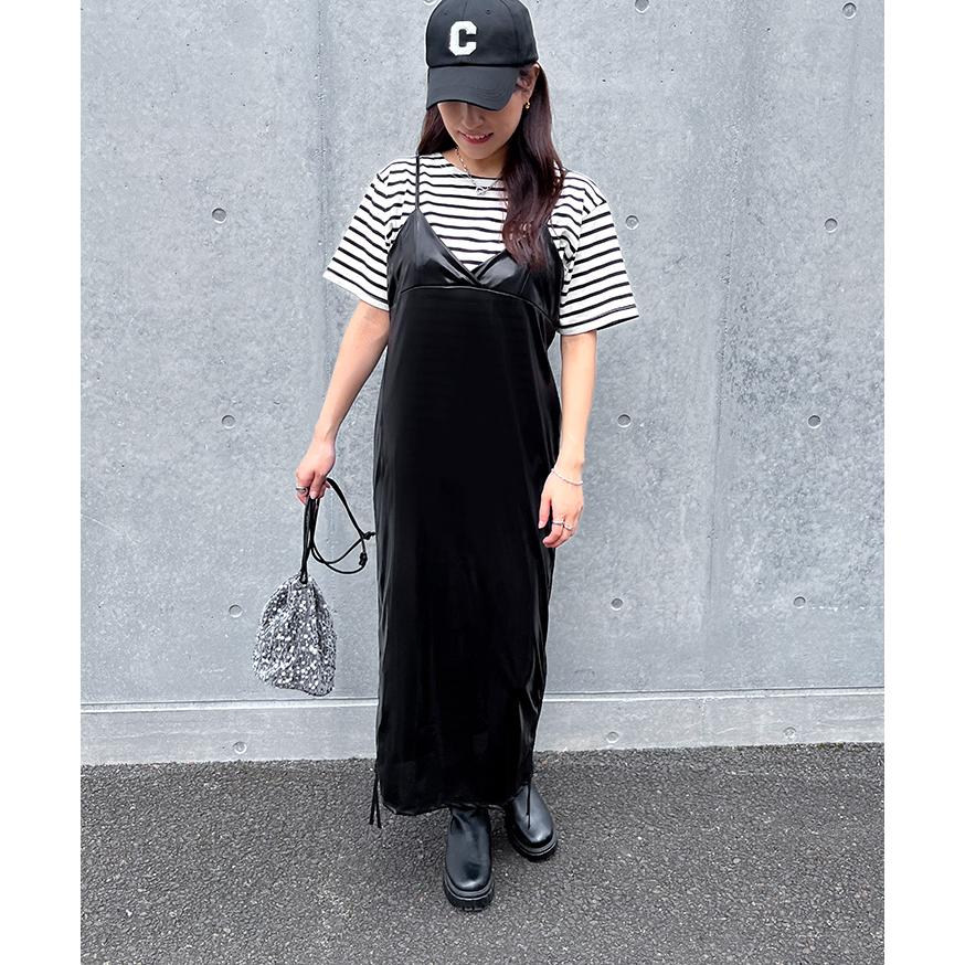 ワンピース レディース キャミソール ロング メタリック キャミ