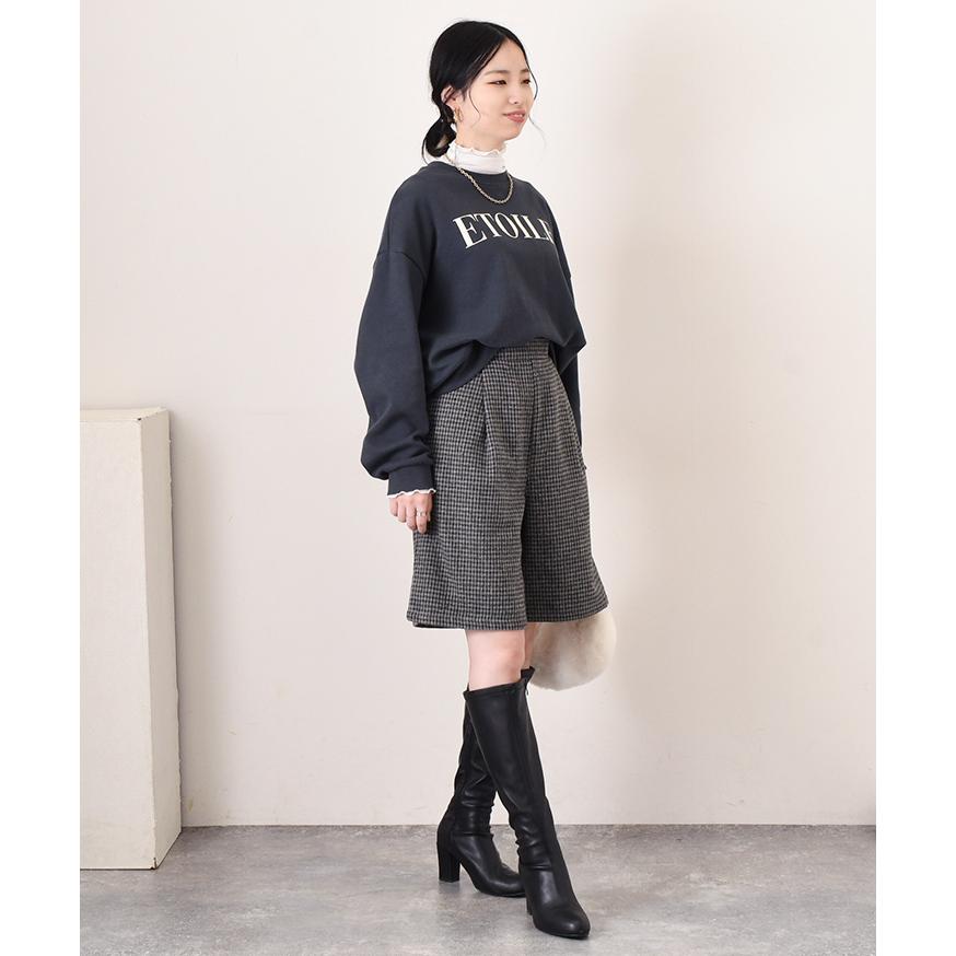 ハーフパンツ レディース ハイウエスト ツイード チェック ボトムス