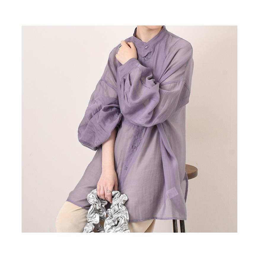 kumi　IENA シアーシャツ　パープル　36 フラウグラット ほんのり透け感♪ 上品に着こなせる艶（つや）やか