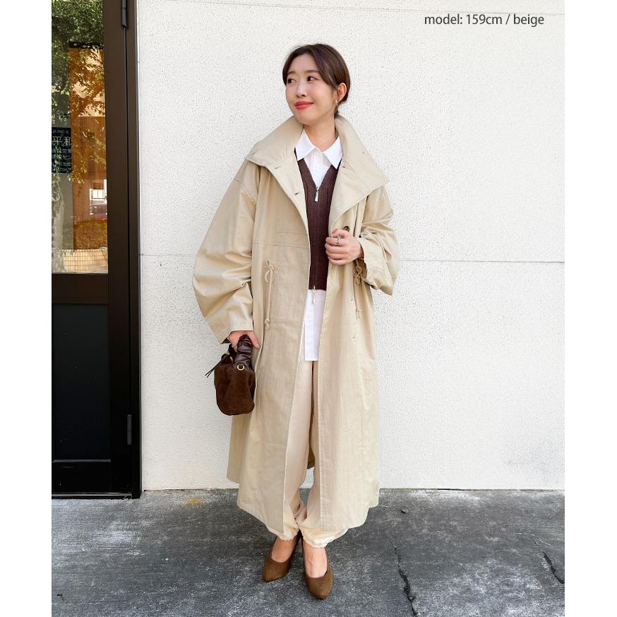 スタンドカラー コート レディース オーバーサイズ ロングコート ロング モッズコート アウター ミドル丈 pLegLad モード系 スプリングコート ライトアウター ウエストマーク オフィス オフィスカジュアル 大きいサイズ きれいめ 羽織り 秋冬 春 秋 冬 コート レディース 秋 冬 大きいサイズ ロング モッズコート アウター