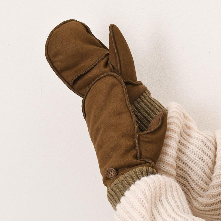 手袋 防寒 レディース 指なし スマホ 暖かい ミトン 裏起毛 フェイク