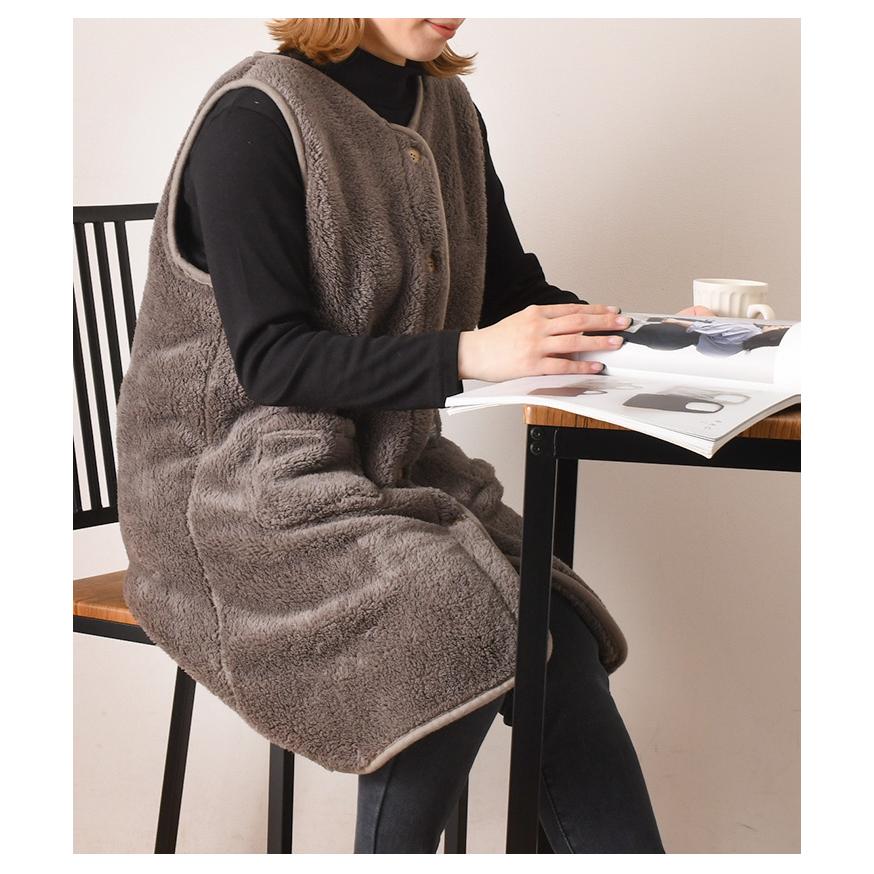 Elmee Law グレー バイカラーボアベスト Elmee Law グレー バイカラーボアベスト レディース