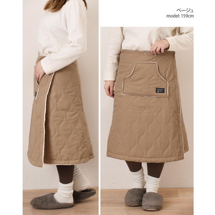 巻きスカート 防寒 レディース ラップスカート 撥水 裏ボア ひざ下丈